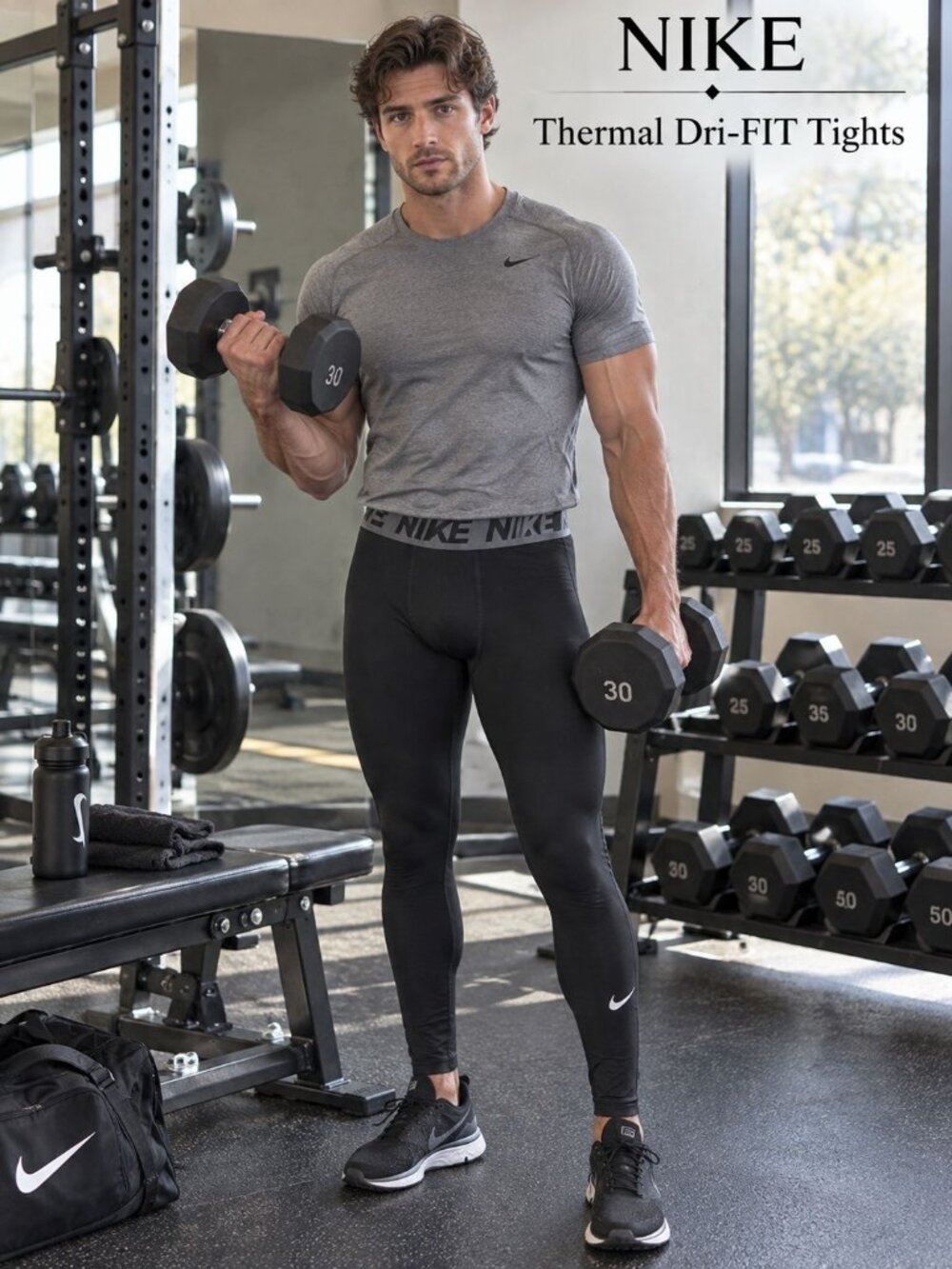 Nike Thermal Dri-FIT Compression Tights Mens L Black 748868-010 NWT